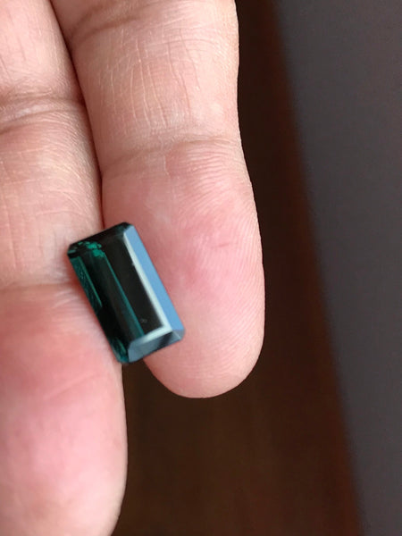 100% Natural Indicolite Tourmaline, 13X7mm Faceted Tourmaline, Loose Emerald Cut Tourmaline gemstone for Jewelry Making (#00096)