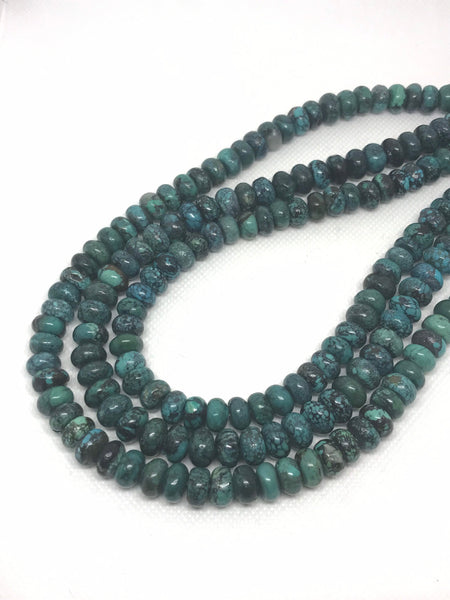 100% Natural Turquoise Beads, 10mm Rondelle Turquoise Beaded Necklace For Men/Woman, Green Blue turquoise Cabochon Stones For Ring (#1149 )