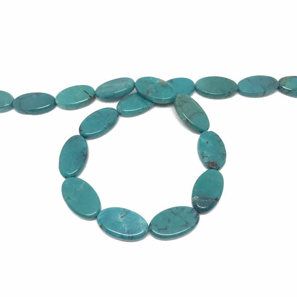 Natural Turquoise Beads, 23x13mm Oval calibrated turquoise cabochons Bead Necklace For Women, 100% Genuine Sleeping Beauty Smooth Turquoise