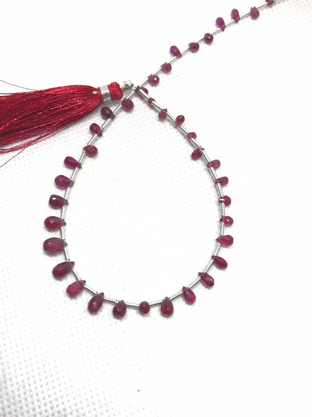 Natural Ruby Beads, Faceted Ruby Beaded Necklace, 4x2.3 - 4.3 x6mm. Micro Pink Ruby Gemstone Beads For Jewelry Making, Loose Ruby stones