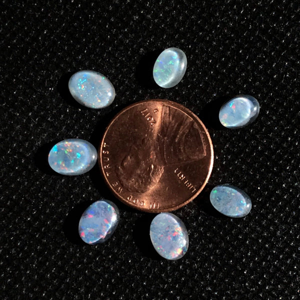 Australian Doublet Opal, 8x6mm & 7x8mm Brilliant Fire Opal Gemstone, Oval Opal Cabochons, Loose Opal Stone, Ring Size Opal