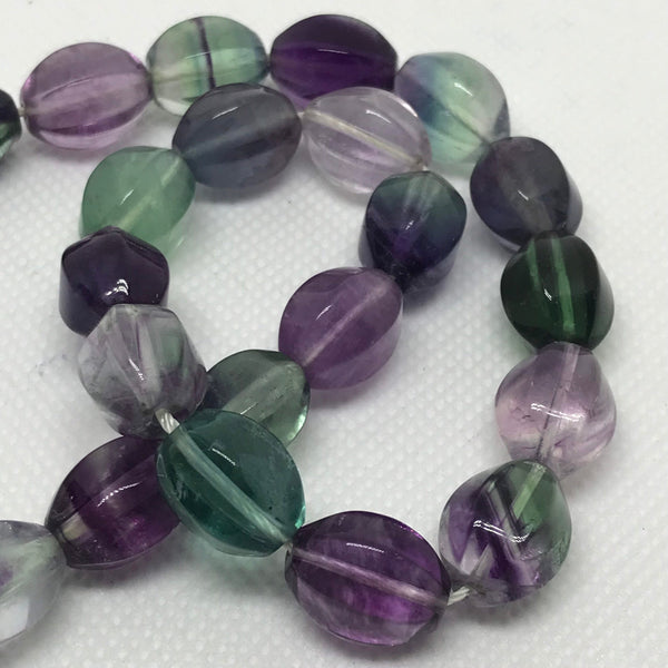 Natural Fluorite Beads, Multi Color green,Purple & Blue fluorite bead Necklace,10x14mm oval cut Fluorite Gemstone for jewelry Making (#1238)