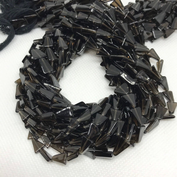 Smokey Quartz Bead, 6x8.5mm Triangle Quartz Smooth Beads, 15 Inch Strand Quartz Bead Necklace, April Birthstone Jewelry ( #1248 )