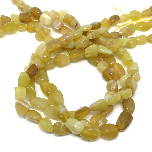 Yellow Opal Bead Necklace, 8x8mm To 10x9mm Tumble Opal Beads, Natural Honey Opal Bead Jewelry (# 1027)