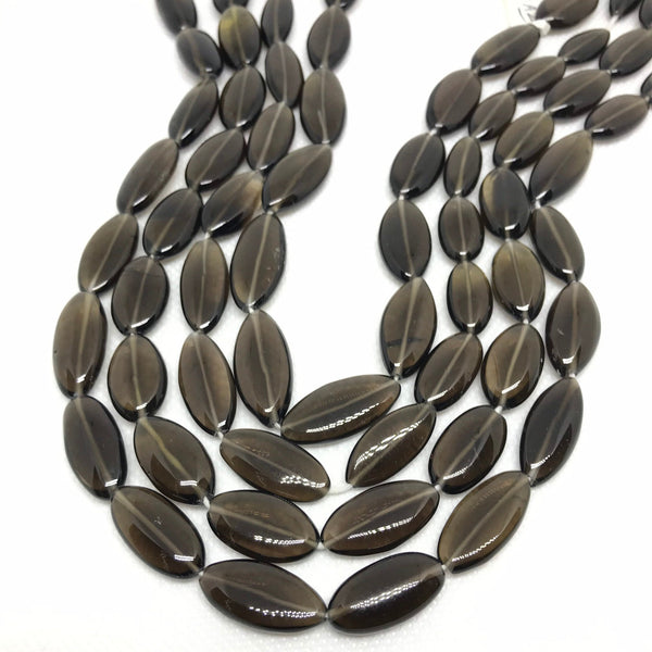 Smokey Quartz Cabochon Beads, , 9x18mm - 10x20mm Marquise cut Quartz Bead Gemstone Necklace, Brown Quartz Beads For Jewelry Making ( #1249 )