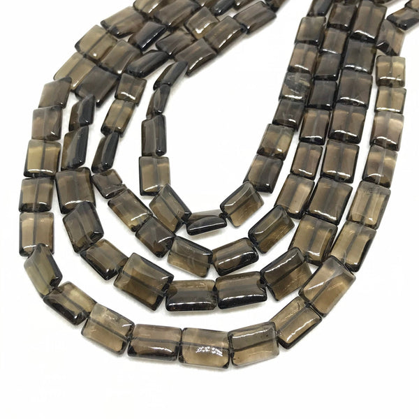 Natural Smokey Quartz Rectangle Shape Beads, 8x10mm - 10x13mm octagon cut Brown Quartz Cabochons Bead, 15 Inch Strand Bead Necklace