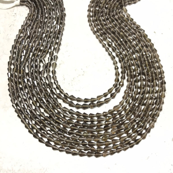 Smokey Quartz Beads, 6x4mm Bicone Bead Necklace, Faceted Quartz Gemstone Beads, 100% Natural Quartz Stone For Pendant(#1291)