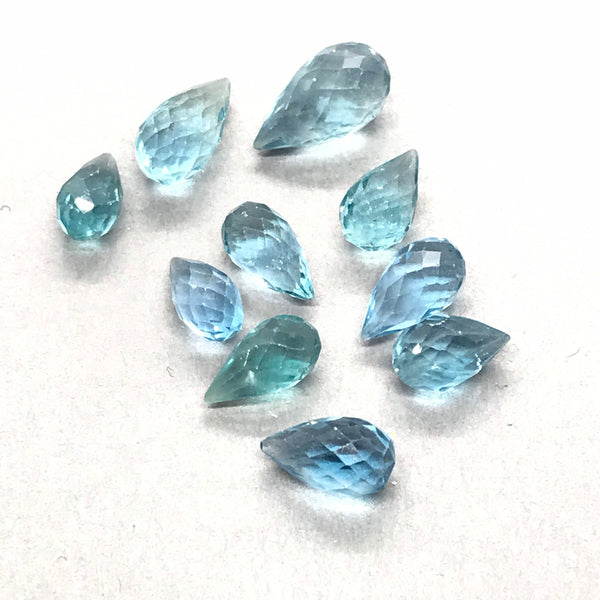 Natural Apatite Gemstone, 10x5mm/10x6mm/11x6mm/12x6mm/14x7mm Briolette cut Stone, Blue Apatite Faceted Loose Stone For Pendant (#G-151)
