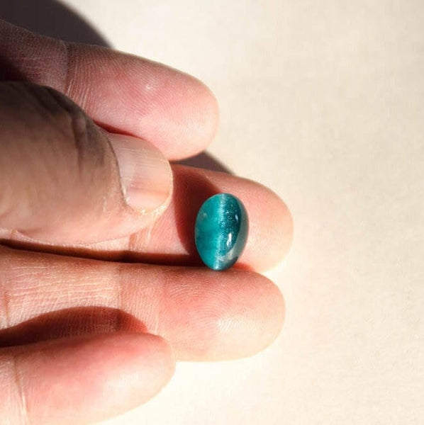 Natural apatite cat's eye Cabochons, Apatite loose cut Stone, 9x13mm oval Blue Apatite Gemstone, Amazing for creativity 100% Genuine.