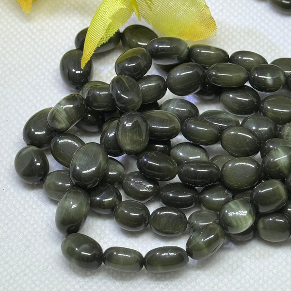 Chrysoberyl Cat Eye Stone BEads, Natural Chrysoberyl Smooth Gemstone Bead Necklace For Woman, oval 5x6.5mmto 8x11mm Chrysoberyl Bead Strand