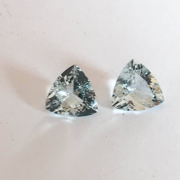Natural Blue Aquamarine Pair,11mm Trillion Aquamarine Cut Gemstone,7.75 Carats Fancy Aquamarine Stone For Earring,March Birthstone(# G00041)