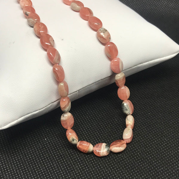 Rhodochrosite Cabochon Beads, Top Quality Natural Rhodochrosite Bead Strand, 7x9mm oval Smooth Rhodochrosite Jewelry For Woman