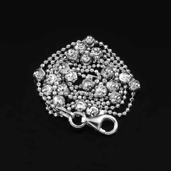 Moon cut Chains, 92 Sterling Silver Bead Station Chain Necklace For Men/Woman, half Moon cut Italian Ball Chains, Gift For Womens, 18 Inch