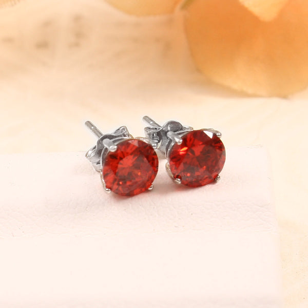 Lab Ruby Studs, 925 Sterling Silver Ruby Wedding Earring For Woman, 6mm Round cut Red Gemstone, July Birthstone, Bridesmaid Gifts Jewelry