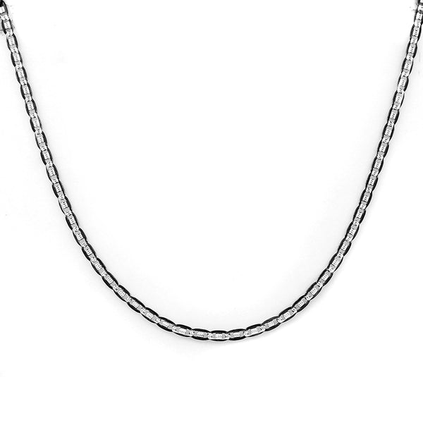 Fancy Chain Necklace, 925 Sterling Silver Chain With Black Rhodium, Two Tone Rectangular Link Chains For Women/Man, 16 & 18 Inches Chains