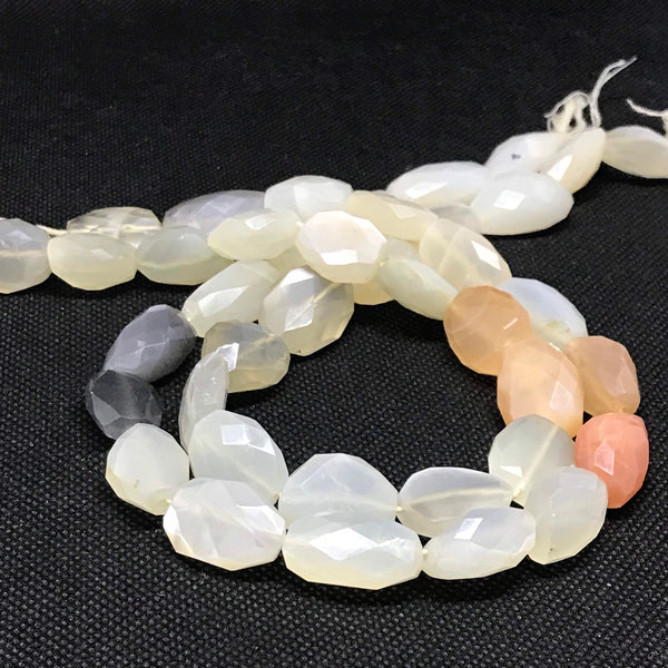 Moonstone Crystal Bead Necklace, Multi Color Tumbled Moonstone For Making Jewelry, Beautiful & High Quality 14x18mm Faceted Large Moonstone