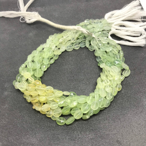 Natural Prehnite Beads, 8x6mm oval cut prehnite Gemstone Bead For Necklace/Jewelry Making, light to dark Green Prehnite Bead Strand (#360)