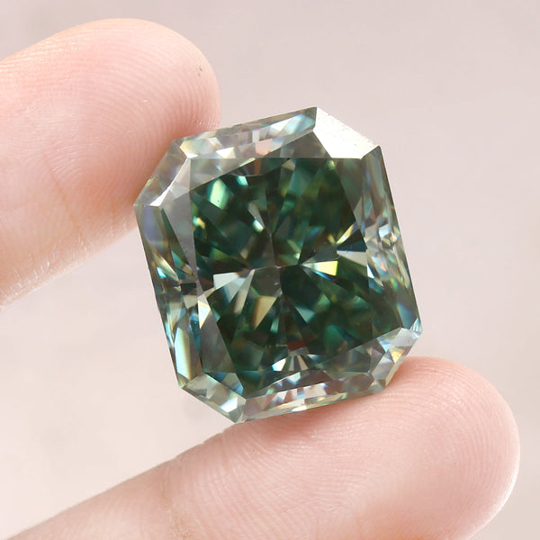 Green Moissanite, Radiant cut Moissanite Gemstone For Pendant/Jewelry Making,21x18mm 38.40ct Loose big moissanite stone, December Birthstone