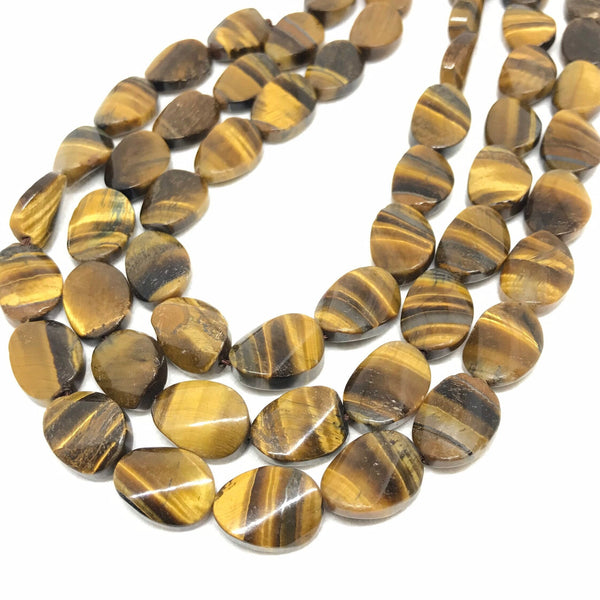 Tiger Eye Beaded Necklace Men, Large 14x19mm Oval Tiger eye Gemstone Bead For Jewelry Making,Black & Yellow Tiger Eye 16 Inch Bead Strand