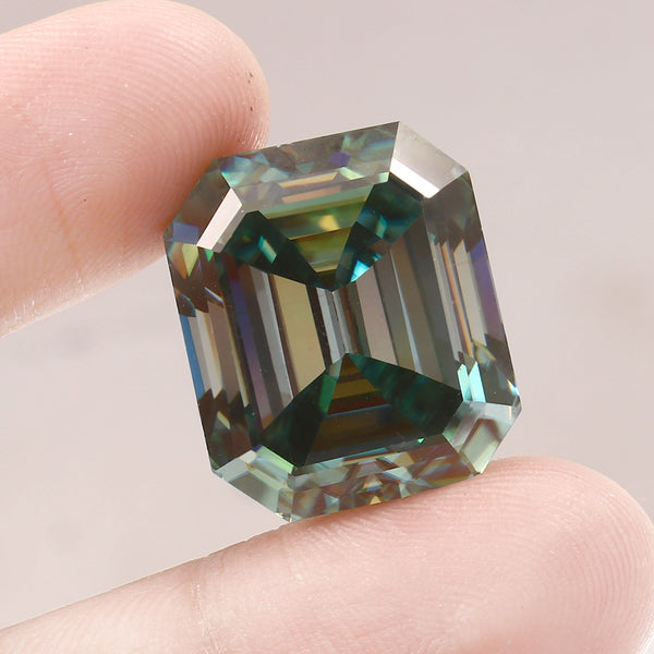 Green Moissanite, 21x18x12mm Emerald cut Moissanite Gemstone, 39.46ct. Loose Dark Green Moissanite December Birthstone For Jewelry Making