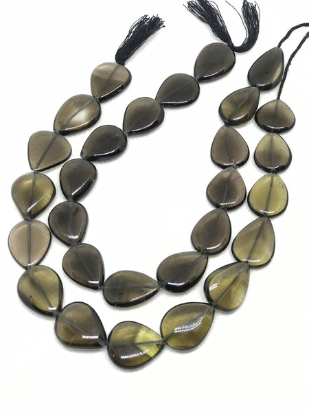 Smokey Quartz Beads, 16x20mm Pear Smooth Quartz Bead Necklace For Woman, High Quality Loose Quartz Bead Strand, April Birthstone (#1251 )