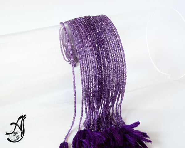 100% Natural Amethyst beads, 3-3.5mm Rondelle Amethyst bead Necklace For Woman, Faceted Purple Amethyst Gemstone Bead Strand