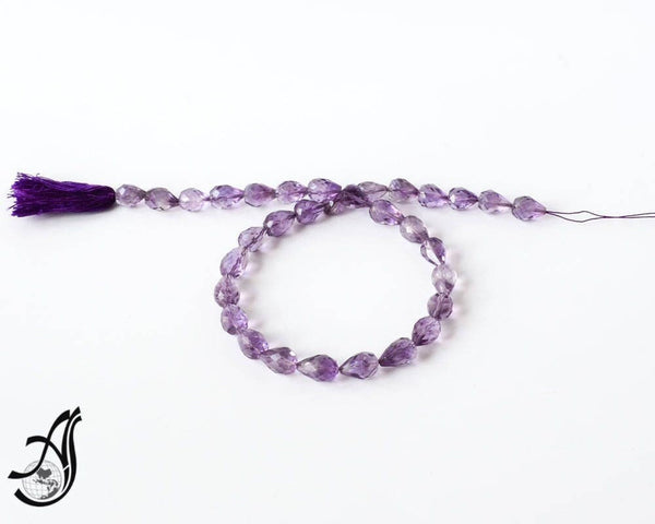 Amethyst Bead Necklace, 9x12mm Briolette Gemstone Bead For Jewelry, Loose Amethyst February Birthstone, Faceted 15 Inch Strand Amethyst Bead