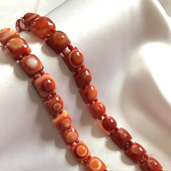 Natural Carnelian Beads, 17x16mm square gemstone cabochon Bead Bracelet, Gift For Women,Fancy Shape July Birthstone For Jewlery Making 1094)