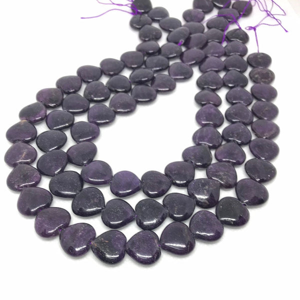 AAA Natural Sugilite Beads, 16x15mm Heart Shape Gemstone Bead, 16 Inch Full Strand Sugilite Bead Necklace, 100% Genuine Beads ( #1067 )