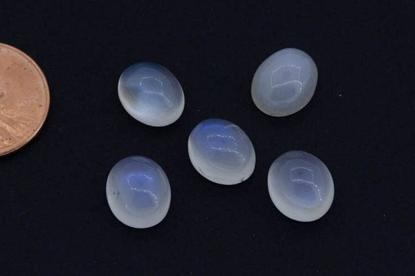 Natural Rainbow Moonstone, 9x11mm oval moonstone cabochon For Jewelry, Loose Moonstone Gemstone Lot, in Package 5 Piece