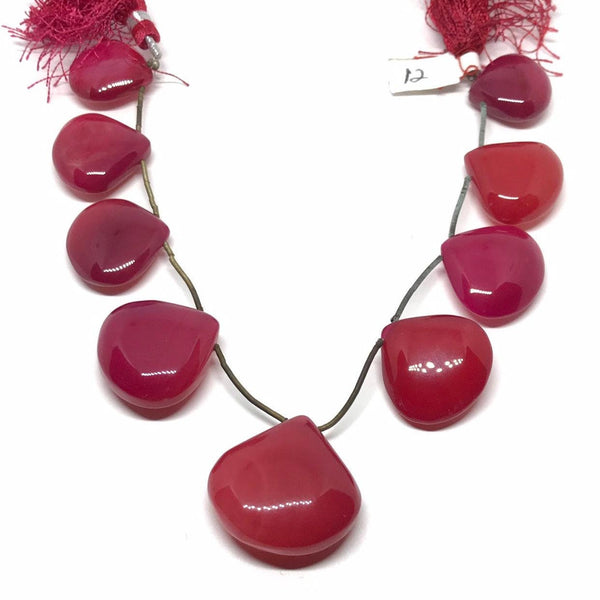 Natural Red Chalcedony Beads, 19x18 to 26x27mm Fatty Pear Gemstone Cabochon Bead Necklace, 8 Inch Strand Bead For Jewelry Making (#1072)