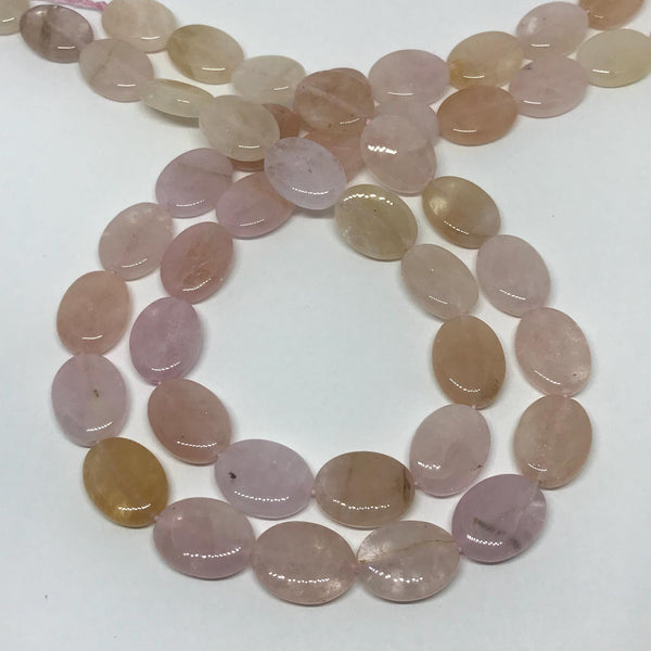 12x16mm Natural Morganite Beads, Loose oval Morganite Cabochon Bead Necklace, 100% Genuine Smooth Pink Gemstone For Jewelry, 16 Inch Strand