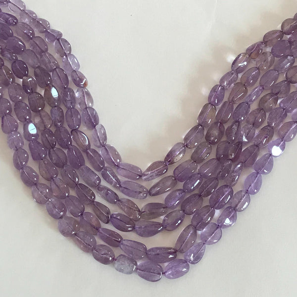 Natural Purple amethyst Gemstone Bead, 7x12mm to 9x13mm tumble Stone Bead Necklace For Women, February Birthstone Jewelry, 16" Strand(#1020)