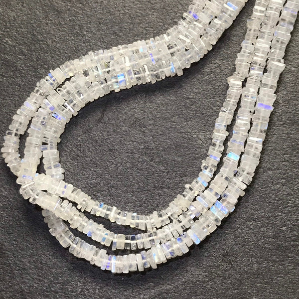 AAA Rainbow Moonstone Beads, 100% Natural Top Quality Moonstone Bead Necklace, 5mm Heishi/Disc Shape Moonstone Bead Strand Jewelry(#1213)