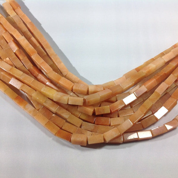 Natural Aventurine Beads, 8x16mm Rectangle cut Aventurine Peach Color Gemstone Beaded Necklace For Women, 16 Inch Strand Aventurine Bead