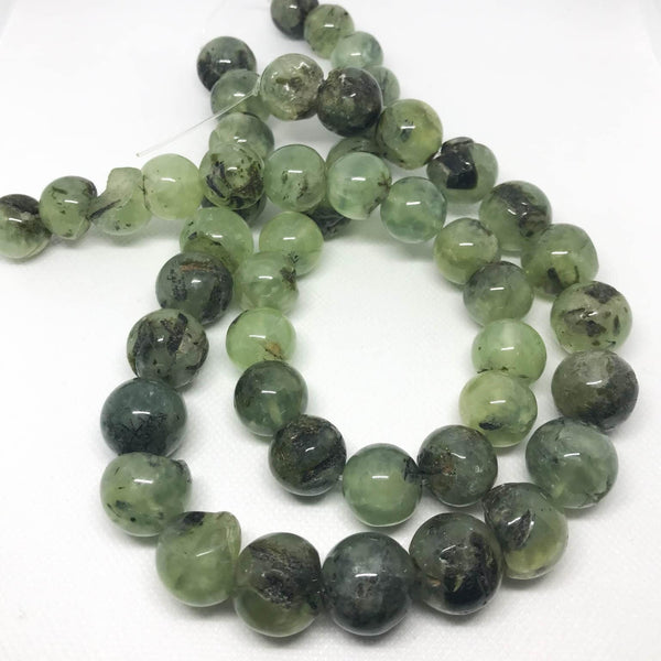 Natural Prehnite Beads, 14mm -16mm Sphere Ball Prehnite Bead Necklace, Loose Prehnite Bead Strands, 100% genuine Green Gemstone For Jewelry