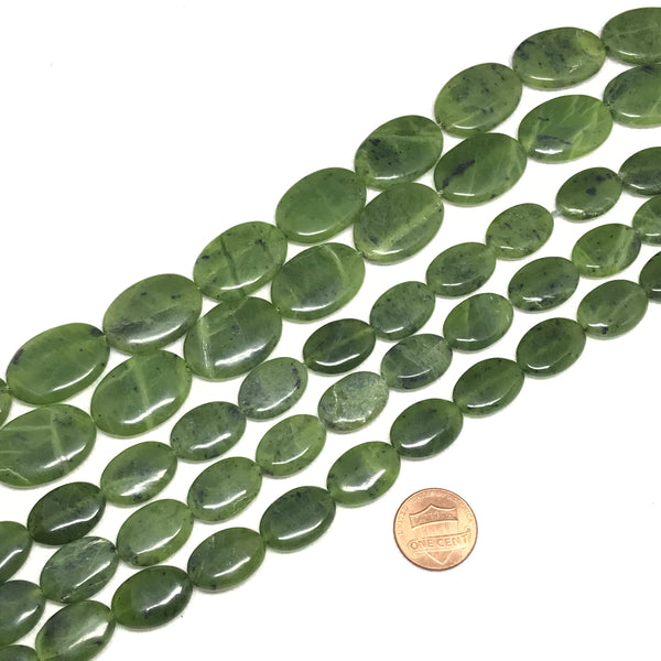 Natural Candian Green Jade Bead, 13x18mm & 18x25mm oval Jade Cabochons Bead Necklace, Loose Green jade Gemstone For Bracelet/Ring/Jewelry
