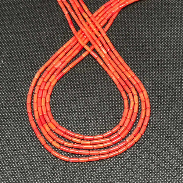 Tube Red Coral Plain 3x6 mm appx.,Creative,Beads,Gift for her,For Jewelry making. # 493-A