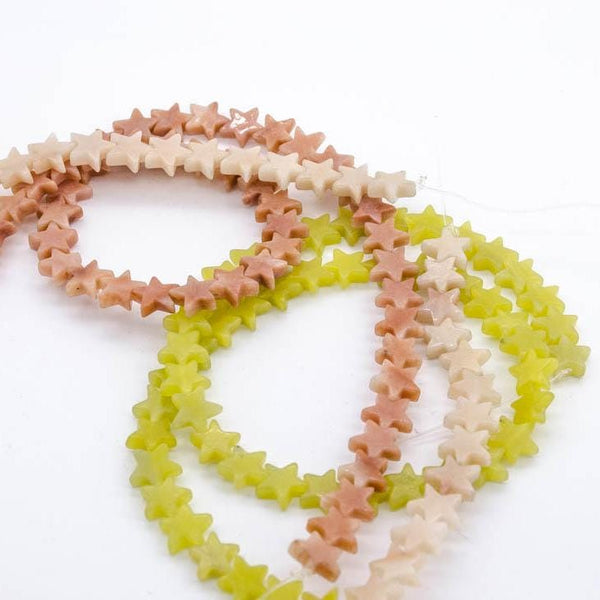 Natural Pink Jasper Beads, 10mm Star cut Fancy Yellow Jasper Gemstone, March Birthstone Bead For Jewelry Making, One of a kind, Loose jasper Bead Strand Necklace