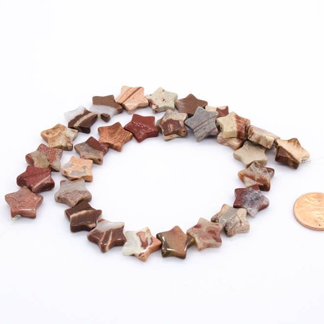 14mm Natural Jasper Beads, Star Jasper Multi Color Gemstone Bead Necklace, 15 Inch Strand Bead For Jewelry Making, March Birthstone