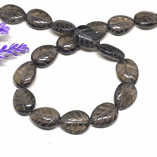 Smokey Quartz Beads, 15x18mm Quartz carving Bead Necklace, Loose Quartz October Birthstone Bead, 15 Inch Strand Bead For Jewelry making