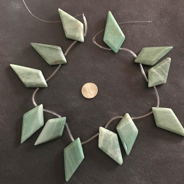 Natural Amazonite Beads, 24x27mm Fancy Shape Green Amazonite Gemstone For Jewelry, 16 Inch Strand Bead necklace For Woman, Loose Smooth Bead