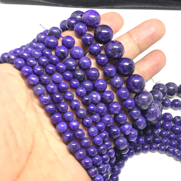 Natural Charoite Beads, 6-8-12 mm High Quality Loose Purple charoite Gemstone Bead Necklace, Sphere & Round Cabochons for Jewelry