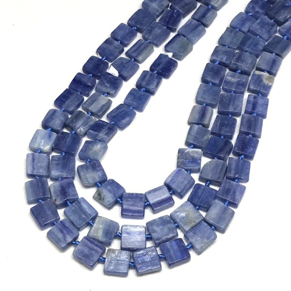 Natural Kyanite Beads, 10mm Square Unpolished Blue Kyanite Gemstone For Jewelry Making, 16 Inch Strand Beads, Gift For Woman (#1435)