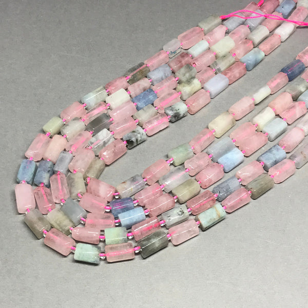 Natural Morganite Beads, Multi Color Aquamarine Bead Necklace For Women, 8x11mm Barrel Gemstone Bead For Jewelry making (# 1434)