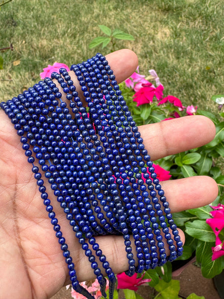 Natural Lapis Lazuli 3mm Round Plain,Blue,Bead Necklace,for jewelry making AAA Best Quality 100% Natural , best Color,Most creative,(#1441)