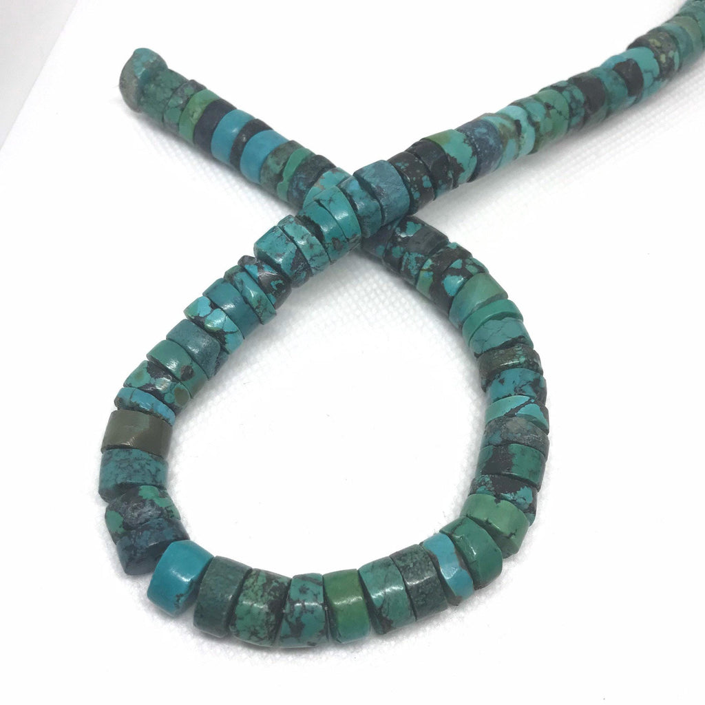 10.5mm heishi turquoise Beads, Natural Turquoise Bead Strand Necklace, Loose Turquoise December Birthstone For Jewelry Making (# 1148)