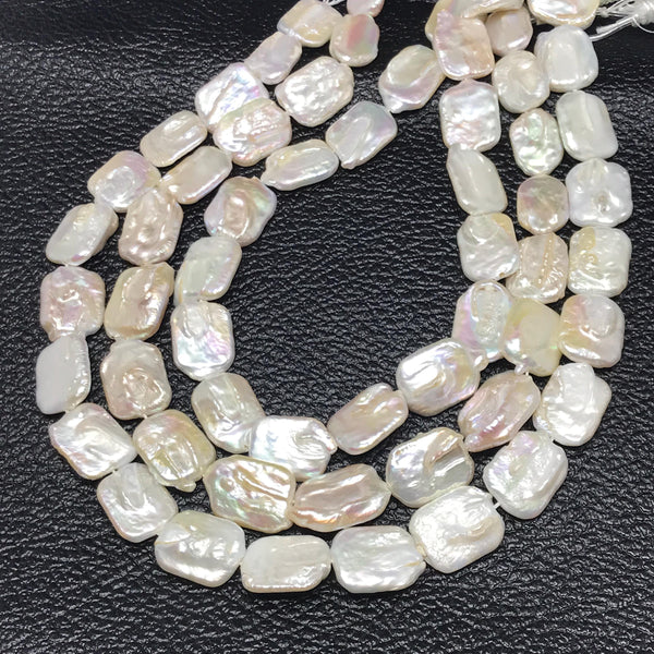 Natural Baroque Pearl Beads, 14x17mm & 16x20mm Octagon Pearl Smooth Bead Necklace For Man/Women, Luster White Pearl Bead Strand (00040PRL)