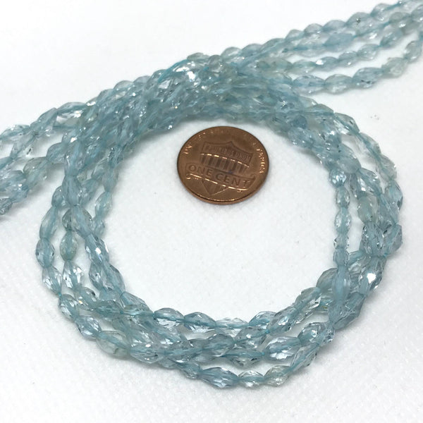 Natural Aquamarine Beads, 5x3mm to 4x7mm oval cut Aquamarine Bead Strand Necklace For Man/Women, Faceted March Birthstone For Jewelry Making