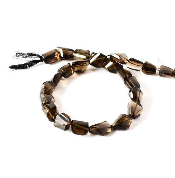 Natural Smokey quartz Beads, 12x13mm to 11x19mm Nuggets Quartz Bead Strand Necklace, Loose Faceted Quartz Tumble Stone, April Birthstone